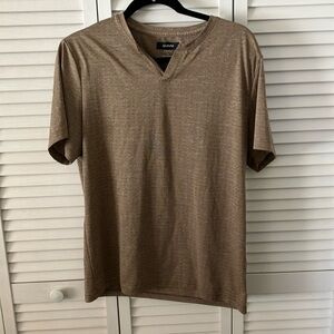 ALFANI men’s short‎ sleeve dress T-shirt in a tan brown knit size M